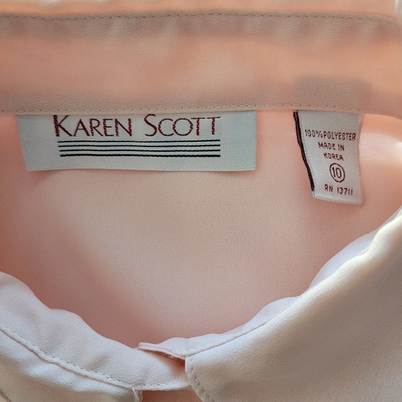 Vintage Karen Scott Blouse / Blush Pink / Size 10 - Picture 6 of 7